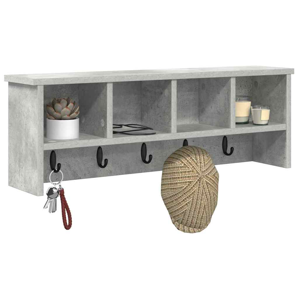 vidaXL Wandgemonteerde kapstok Betongrijs 75 x 16 x 26 cm Bewerkt hout
