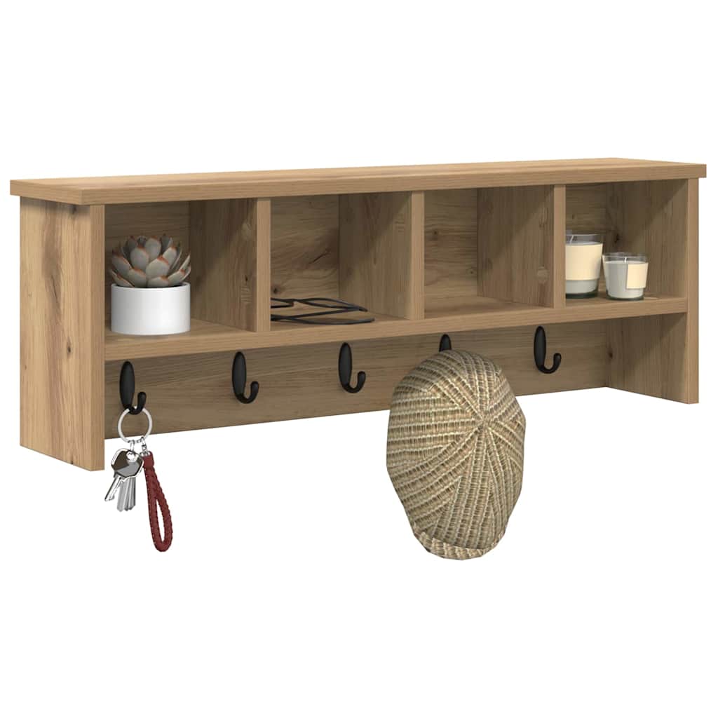 vidaXL Wandgemonteerde kapstok artisanaal eikenkleurig 75 x 16 x 26 cm