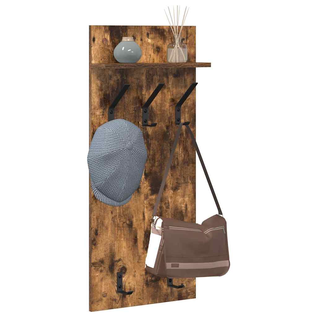 vidaXL Wandgemonteerde kapstok met plank Gerookt eiken 90 x 40 x 10 cm