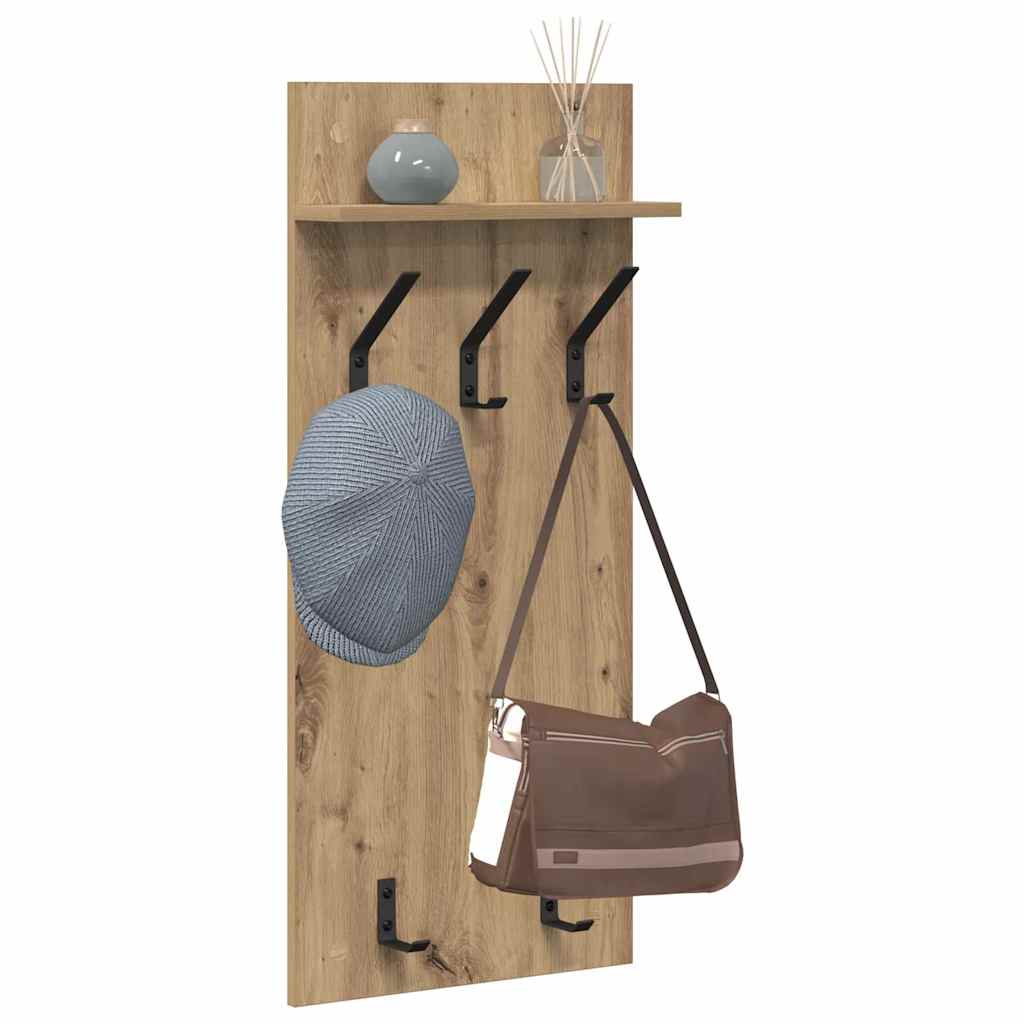vidaXL Wandgemonteerde kapstok artisanaal eikenkleurig 90 x 40 x 10 cm