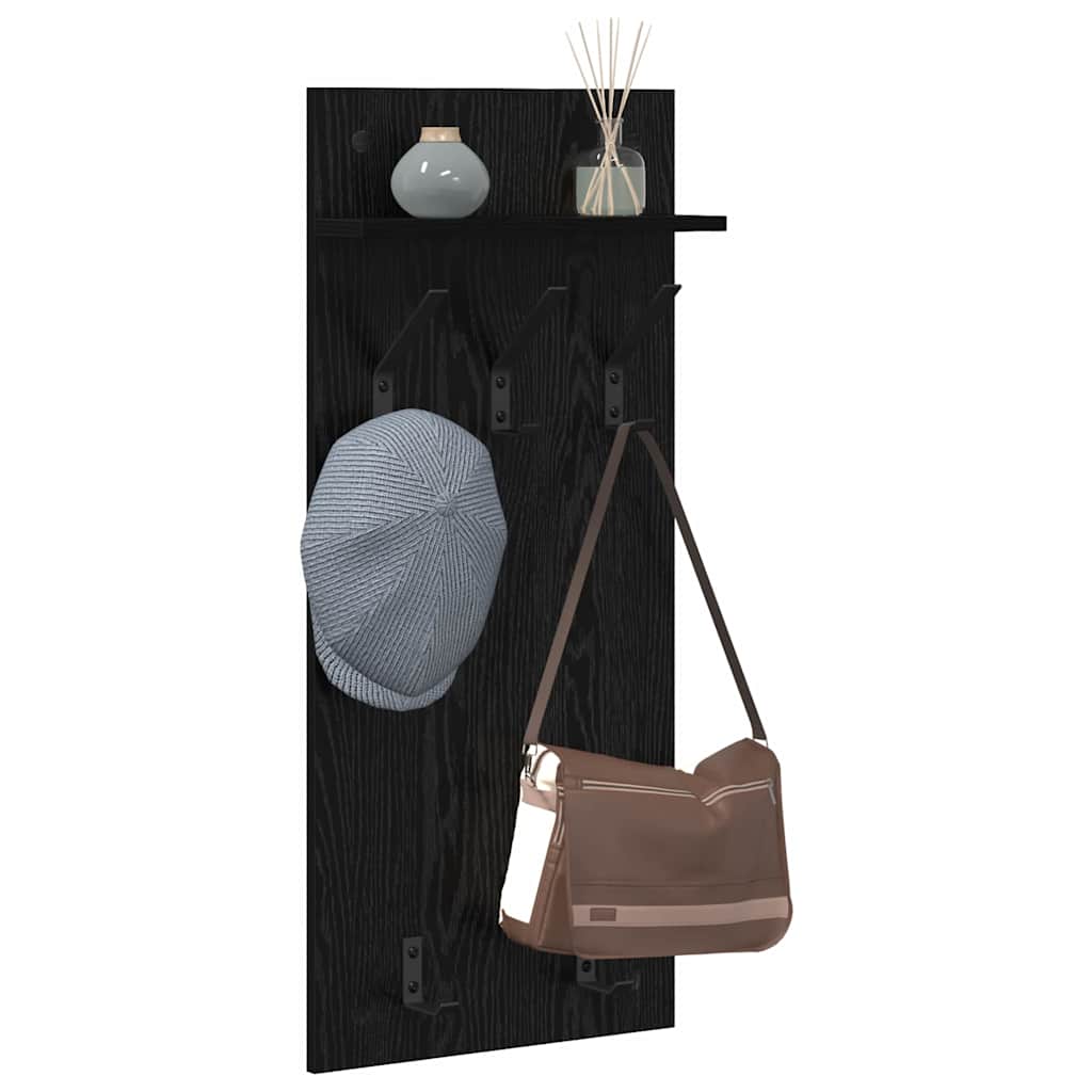 vidaXL Wandgemonteerde kapstok met plank Zwart eiken 90 x 40 x 10 cm