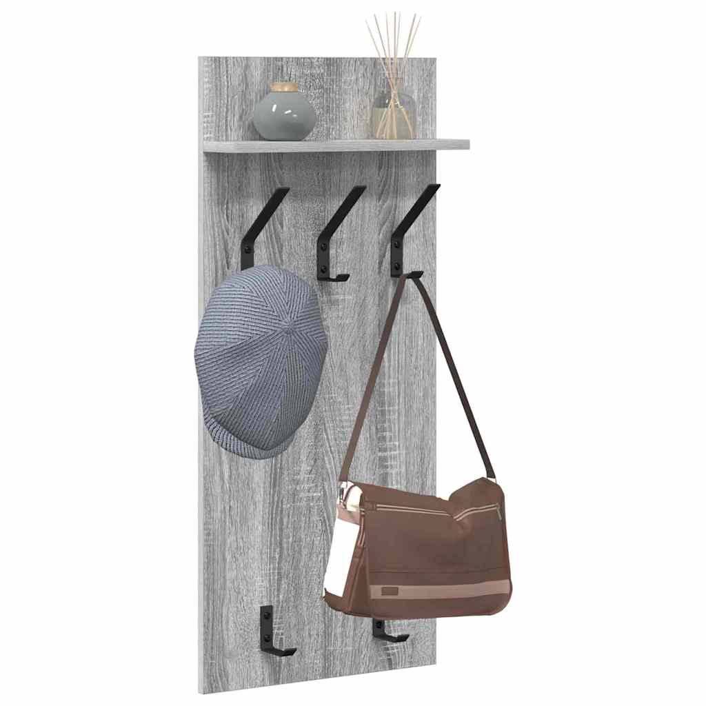 vidaXL Wandgemonteerde kapstok met plank Grijs sonoma 90 x 40 x 10 cm