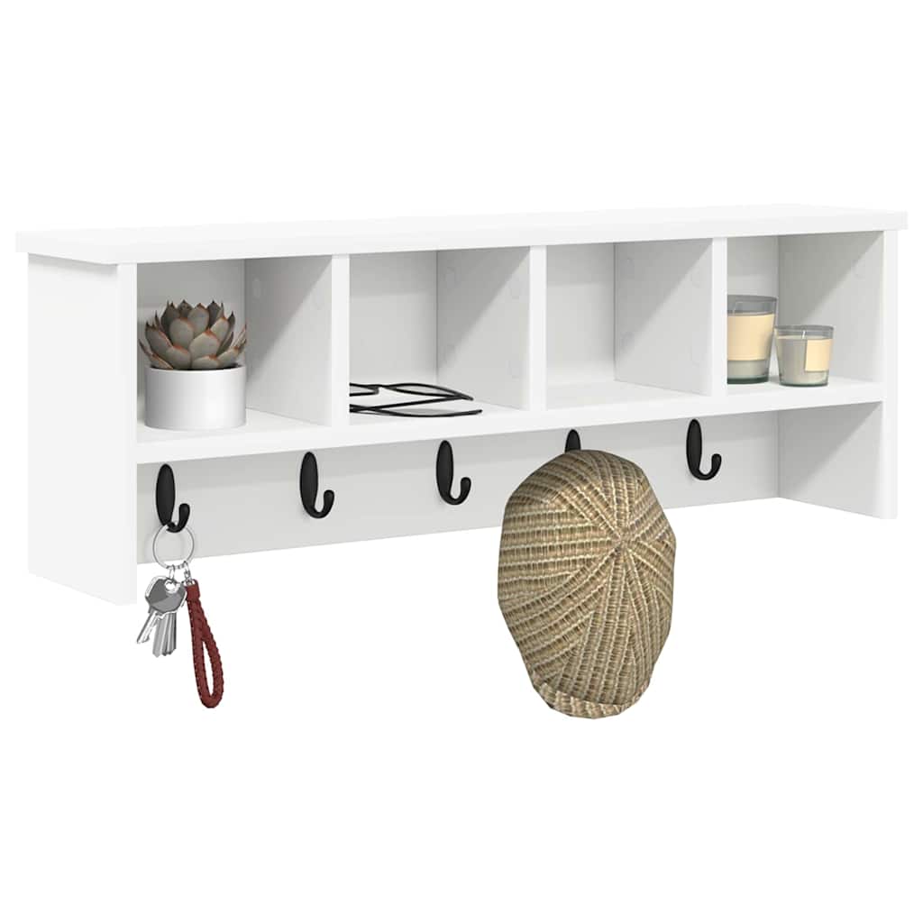 vidaXL Wandgemonteerde kapstok Wit 75 x 16 x 26 cm Bewerkt hout