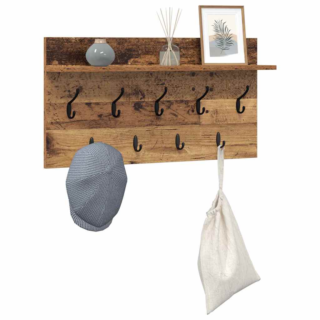 vidaXL Wandgemonteerde kapstok Oud hout 80 x 40 x 12 cm Bewerkt hout