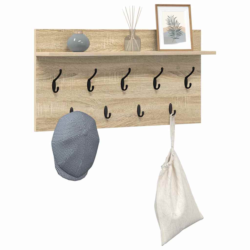 vidaXL Wandgemonteerde kapstok met plank Sonoma eiken 80 x 40 x 12 cm