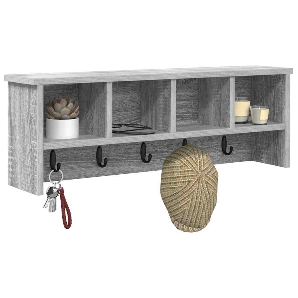 vidaXL Wandgemonteerde kapstok met plank Grijs sonoma 75 x 16 x 26 cm