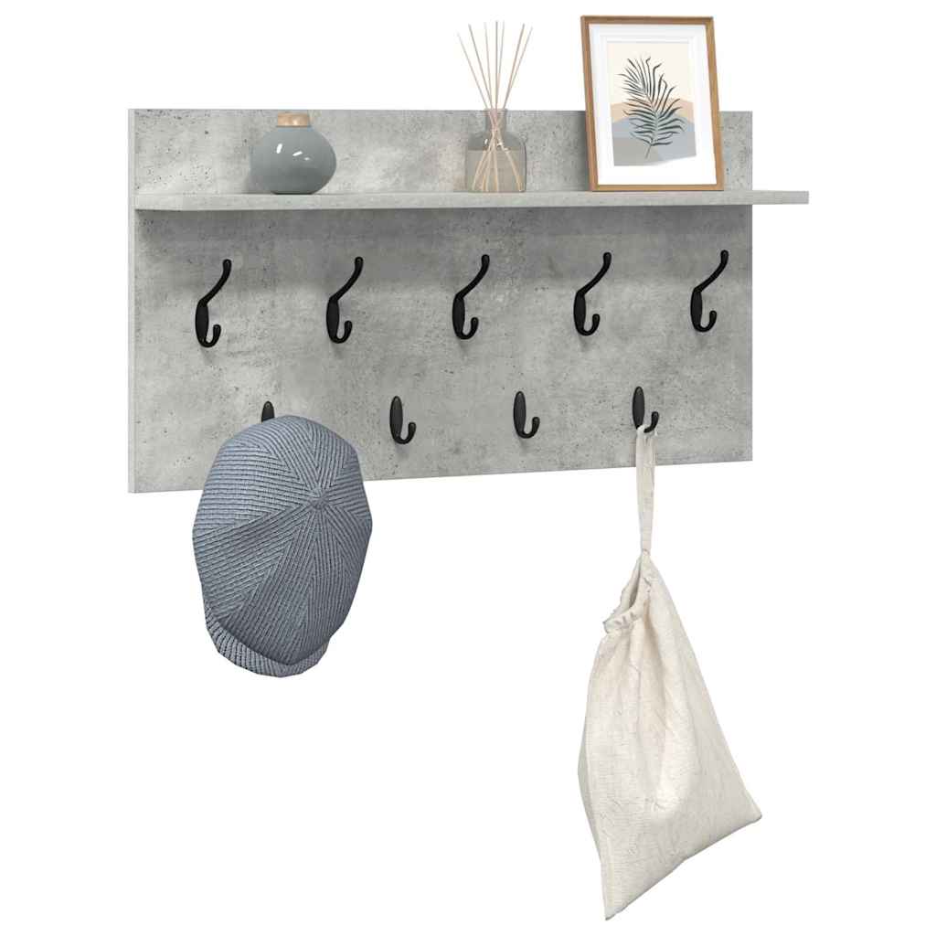 vidaXL Wandgemonteerde kapstok Betongrijs 80 x 40 x 12 cm Bewerkt hout