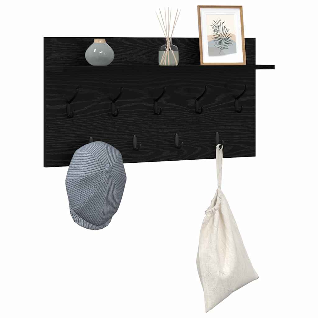 vidaXL Wandgemonteerde kapstok met plank Zwart eiken 80 x 40 x 12 cm