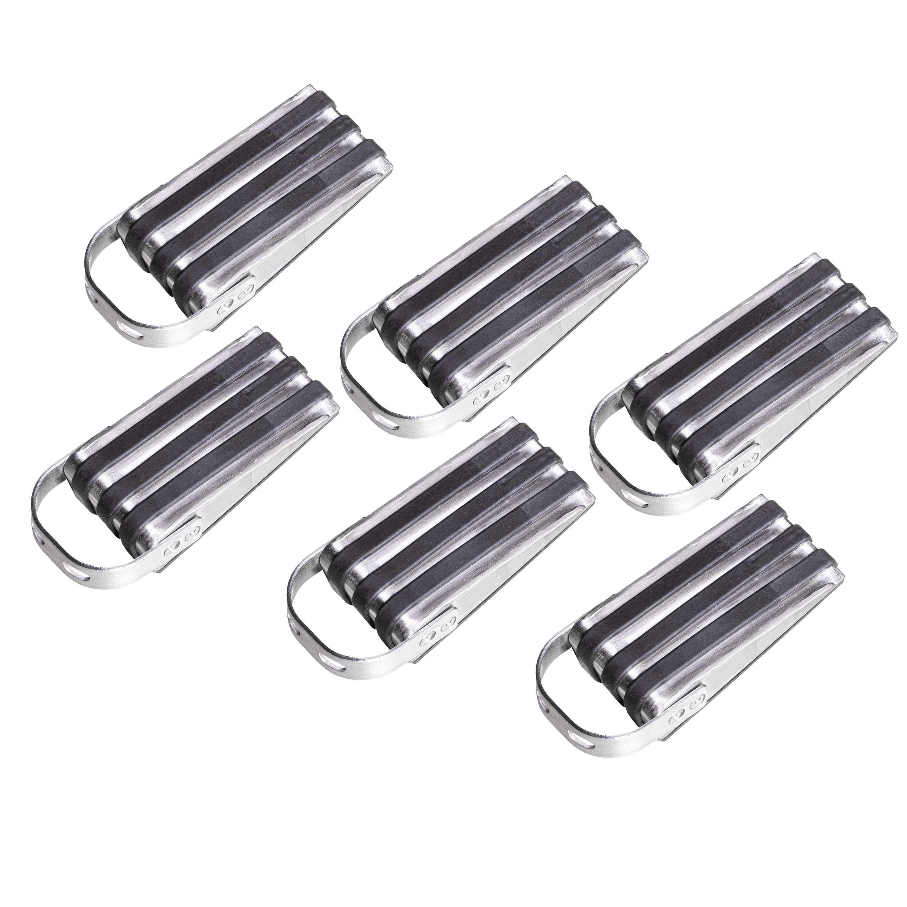 HI Deurstopper - 6x stuks - rubber - RVS - 13 x 5 x 4 cm - antislip -