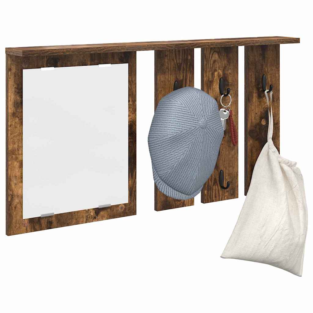 vidaXL Wandgemonteerde kapstok met plank Gerookt eiken 85 x 10 x 45 cm