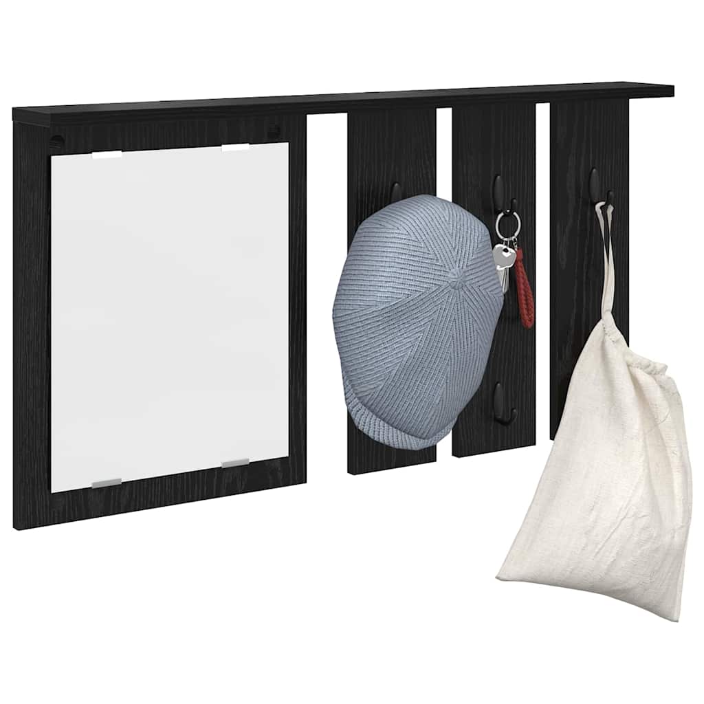 vidaXL Wandgemonteerde kapstok met plank Zwart eiken 85 x 10 x 45 cm