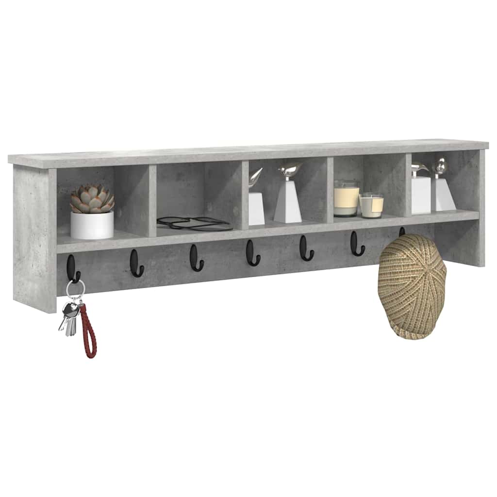 vidaXL Wandgemonteerde kapstok met plank Betongrijs 100 x 16 x 26 cm