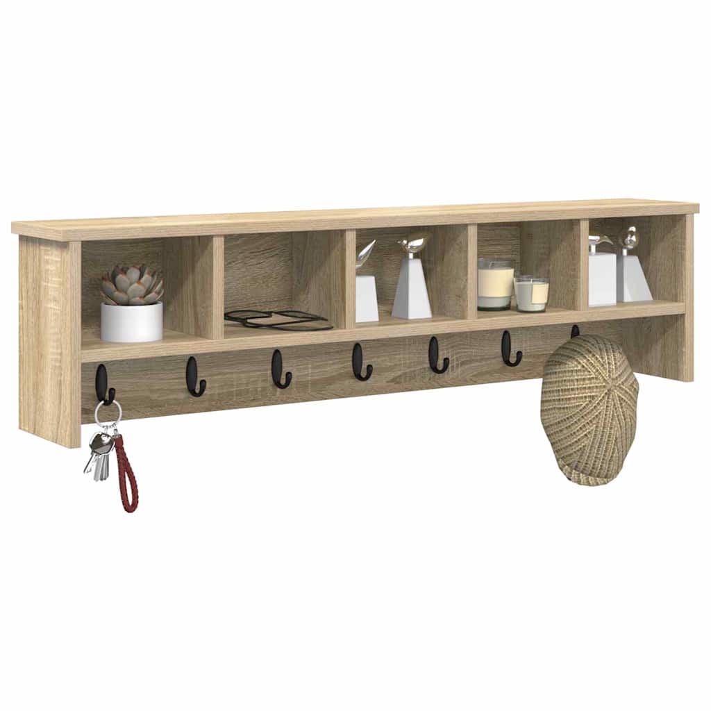 vidaXL Wandgemonteerde kapstok met plank Sonoma eiken 100 x 16 x 26 cm