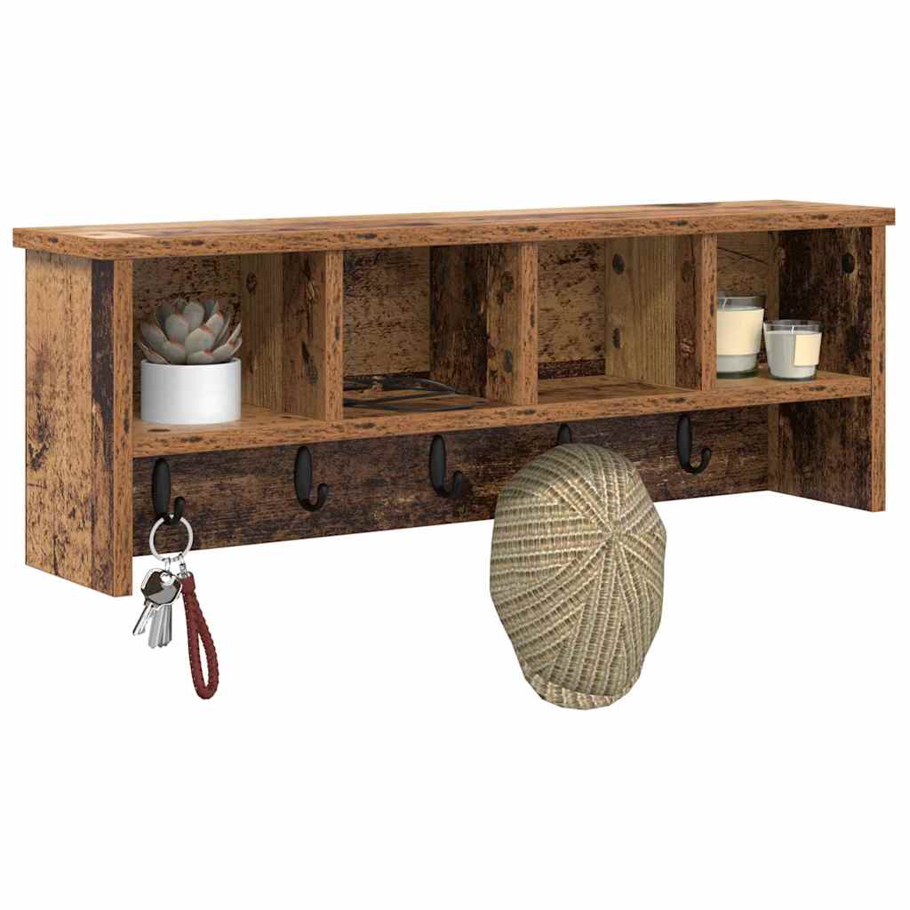 vidaXL Wandgemonteerde kapstok Oud hout 75 x 16 x 26 cm Bewerkt hout
