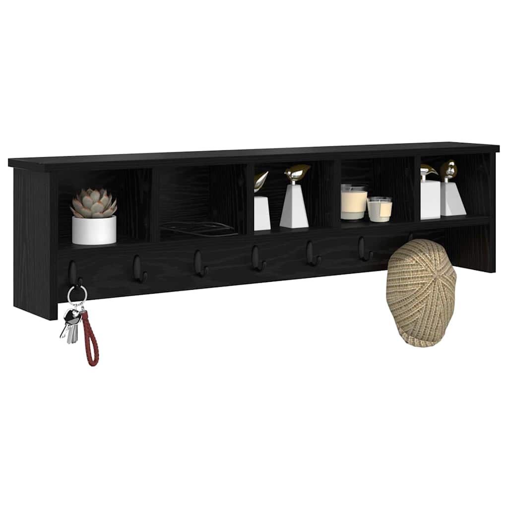 vidaXL Wandgemonteerde kapstok met plank Zwart eiken 100 x 16 x 26 cm