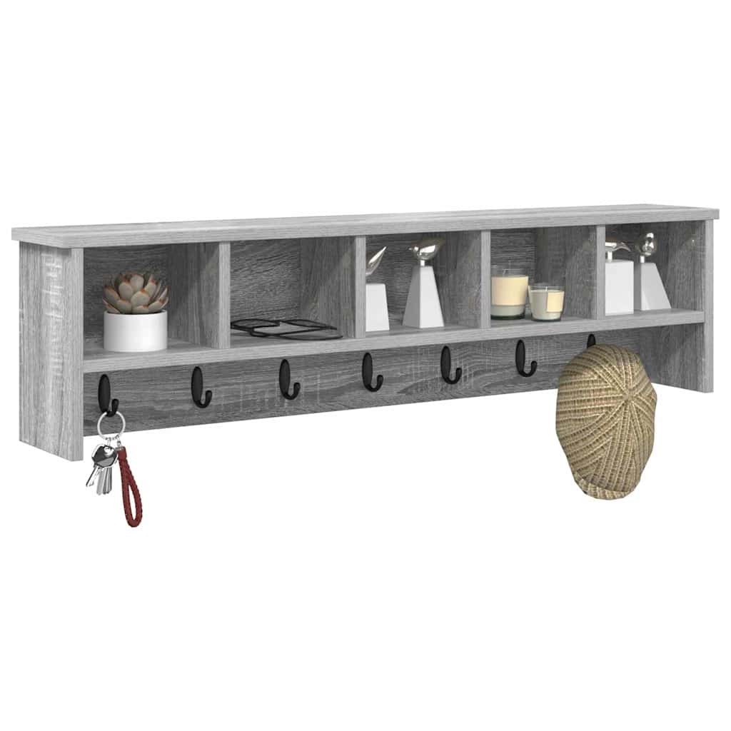 vidaXL Wandgemonteerde kapstok met plank Grijs sonoma 100 x 16 x 26 cm