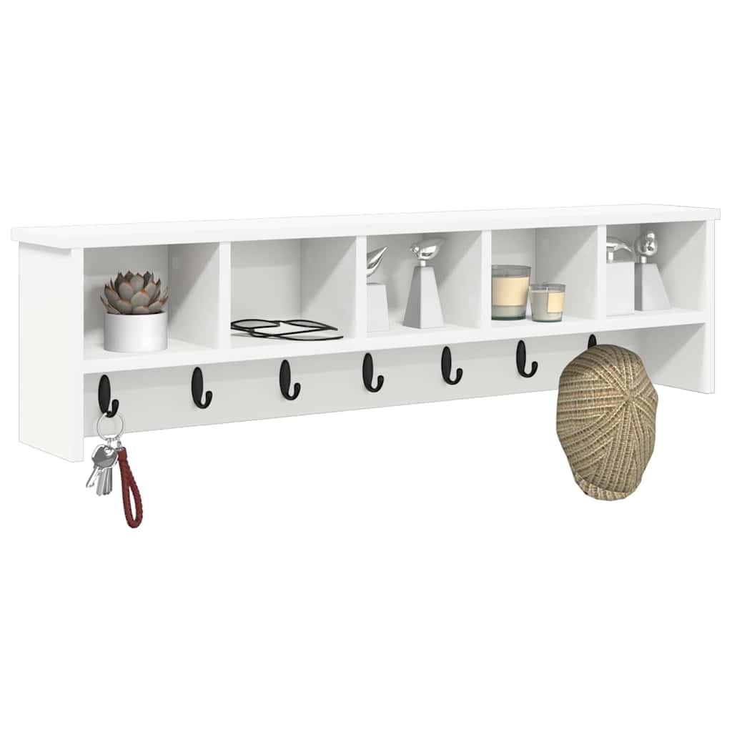 vidaXL Wandgemonteerde kapstok Wit 100 x 16 x 26 cm Bewerkt hout