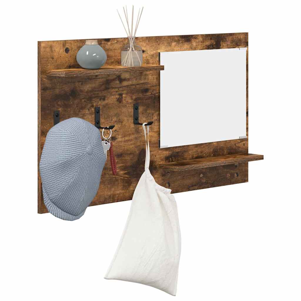 vidaXL Wandgemonteerde kapstok met plank Gerookt eiken 90 x 10 x 50 cm