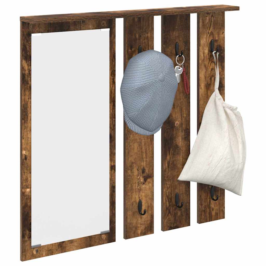 vidaXL Wandgemonteerde kapstok met plank Gerookt eiken 84 x 10 x 80 cm