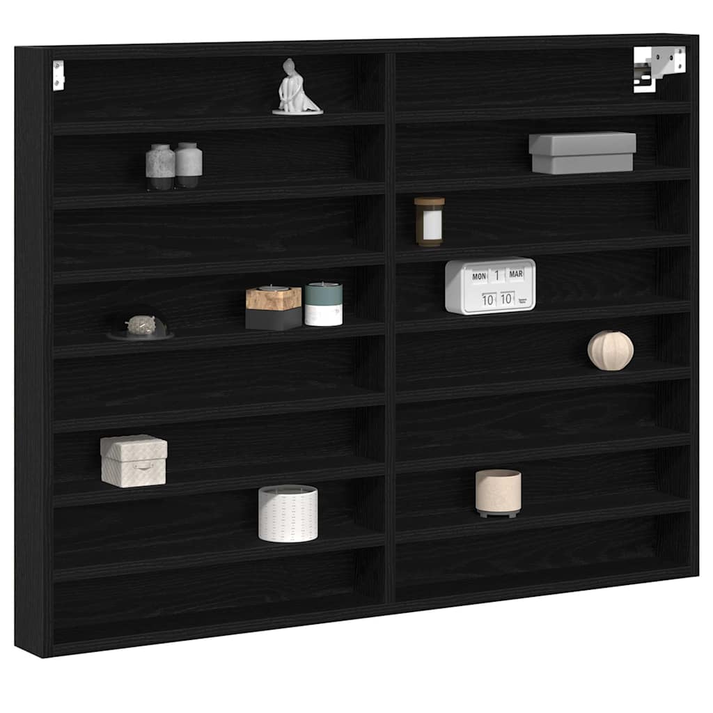 vidaXL Displaykast Zwart eiken 100 x 8.5 x 75 cm Bewerkt hout