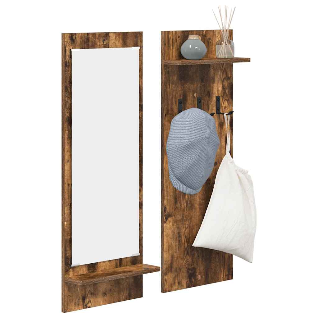 vidaXL Wandgemonteerde kapstok met plank Gerookt eiken 70 x 10 x 90 cm