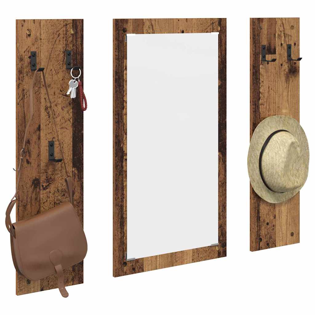 vidaXL Wandgemonteerde kapstok Oud hout 96 x 1.5 x 90 cm Bewerkt hout