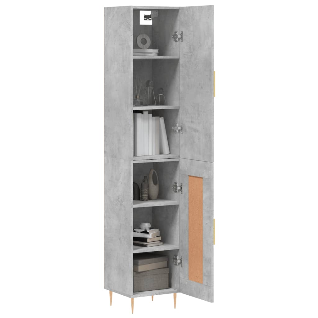 vidaXL Hoge kast 34,5x34x180 cm bewerkt hout betongrijs