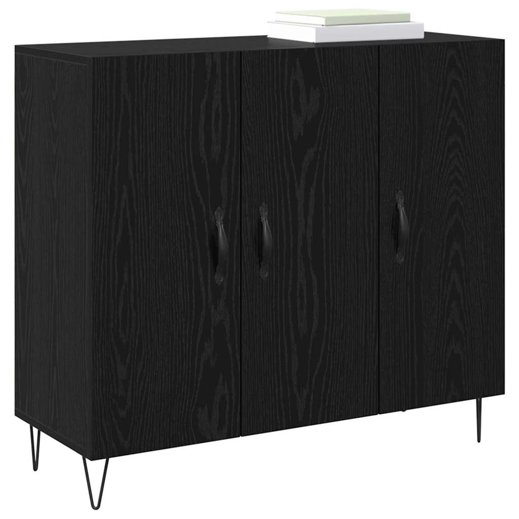 vidaXL Dressoir Zwart eiken 90 x 34 x 80 cm Bewerkt hout