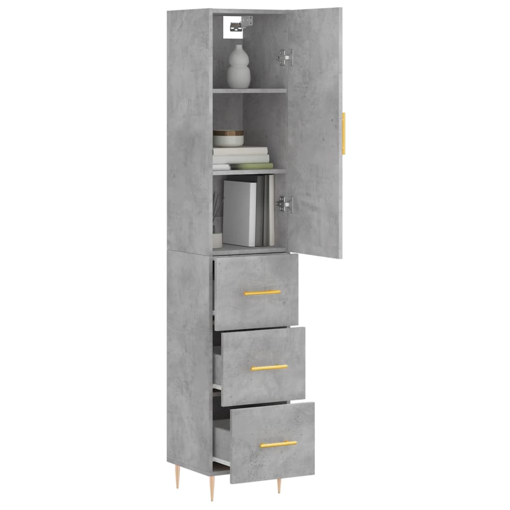 vidaXL Hoge kast 34,5x34x180 cm bewerkt hout betongrijs