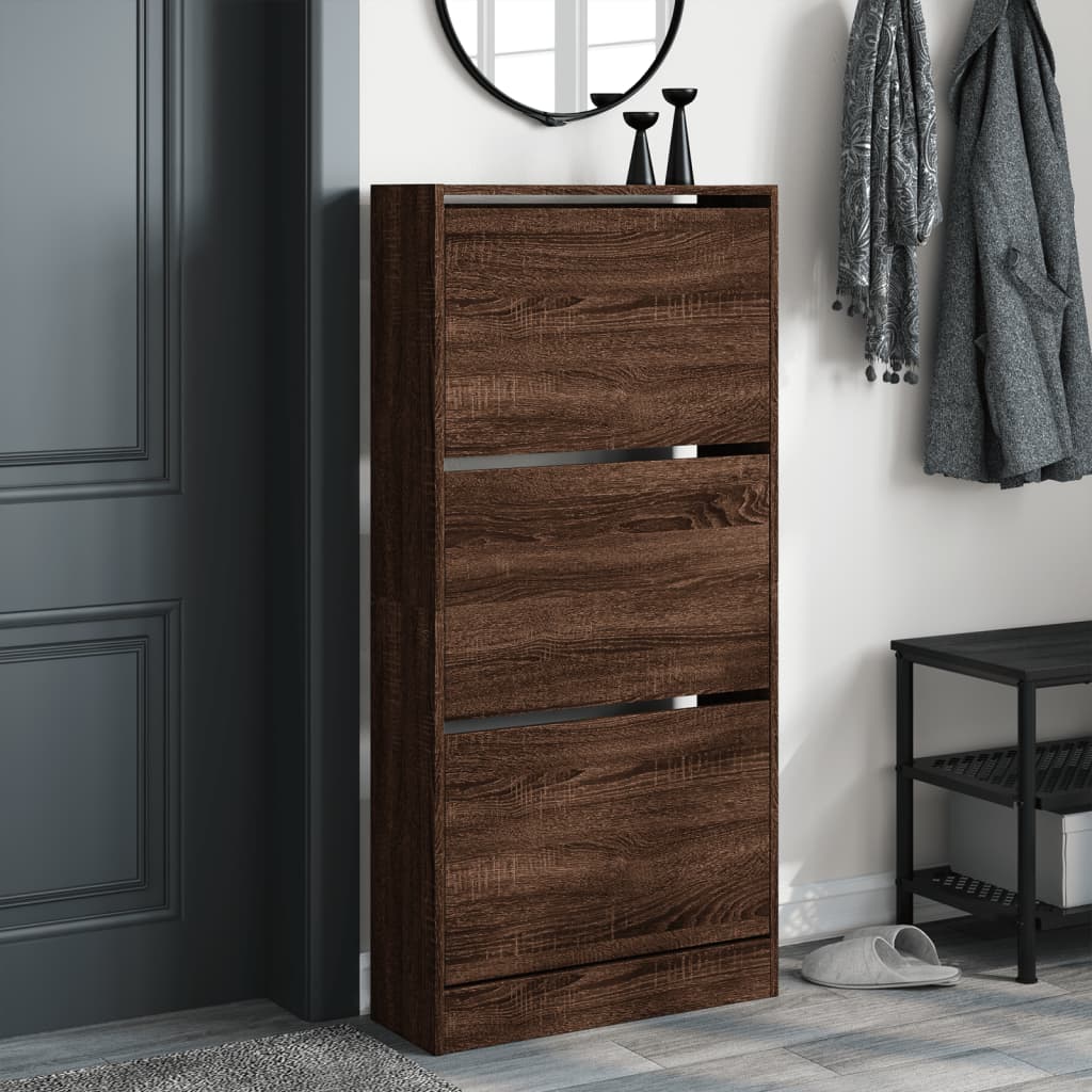 vidaXL Schoenenkast 60x21x125,5 cm bewerkt hout bruin eikenkleur