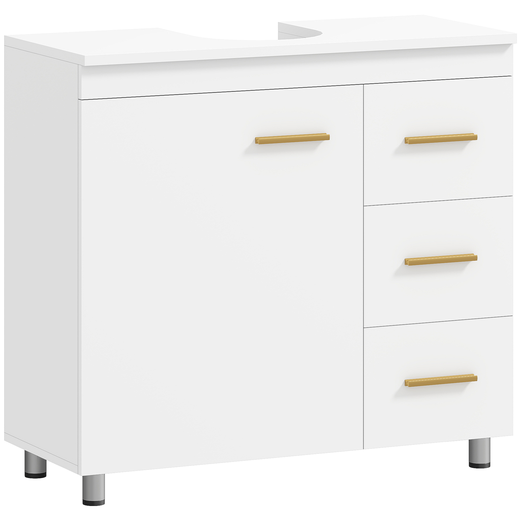 HOMCOM Badkameronderkast, 3-laags ontwerp, MDF, spaanplaat, Wit