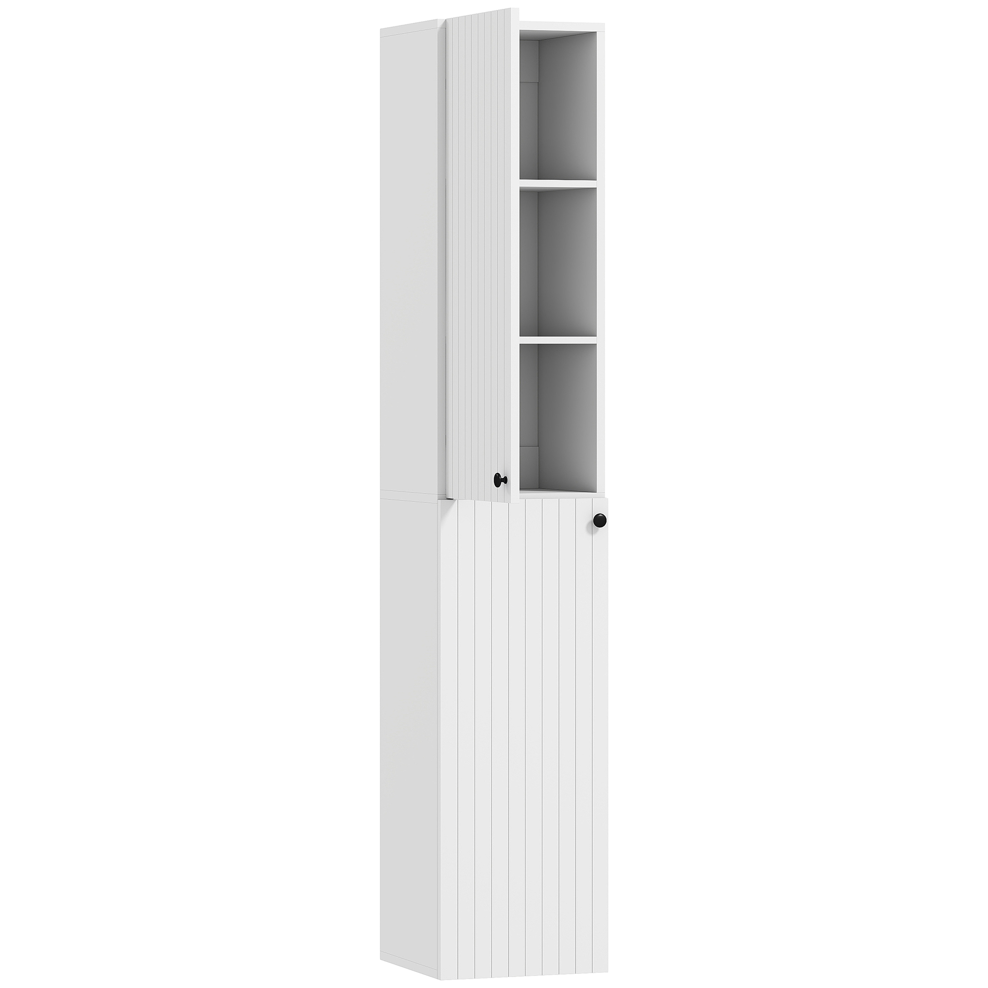 HOMCOM Wandgemonteerde badkamerkast, gelakte afwerking, 6 planken, MDF, Wit