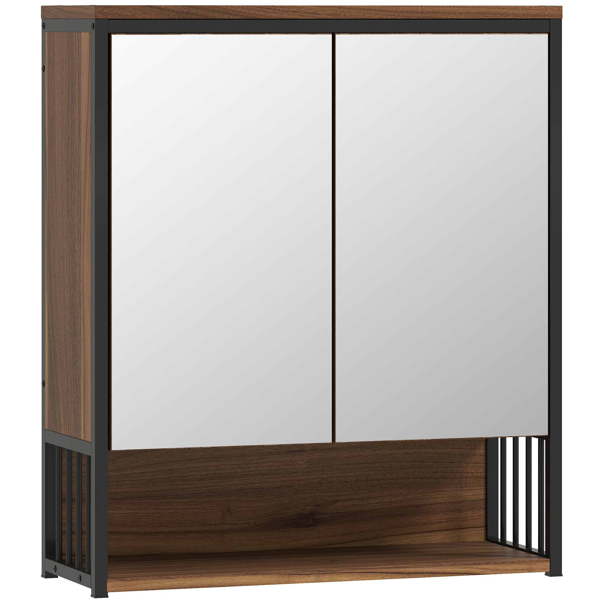 HOMCOM Wandspiegelkast voor Badkamer, Badkast van MDF, Spaanplaat, Bruin
