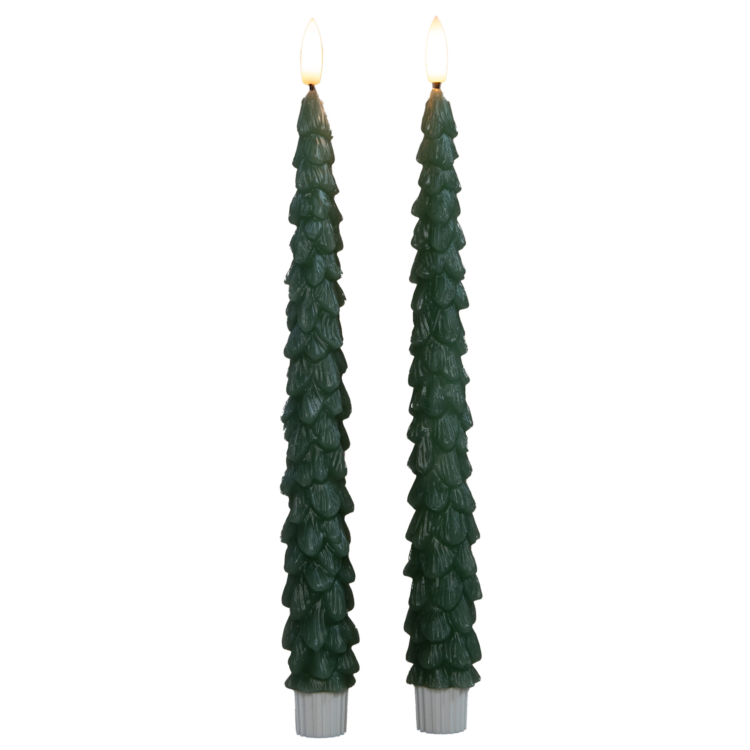 Anna's Collection LED kerstboom dinerkaarsen - 2x st - groen - 27 cm - met afstandsbediening - kaarsen -