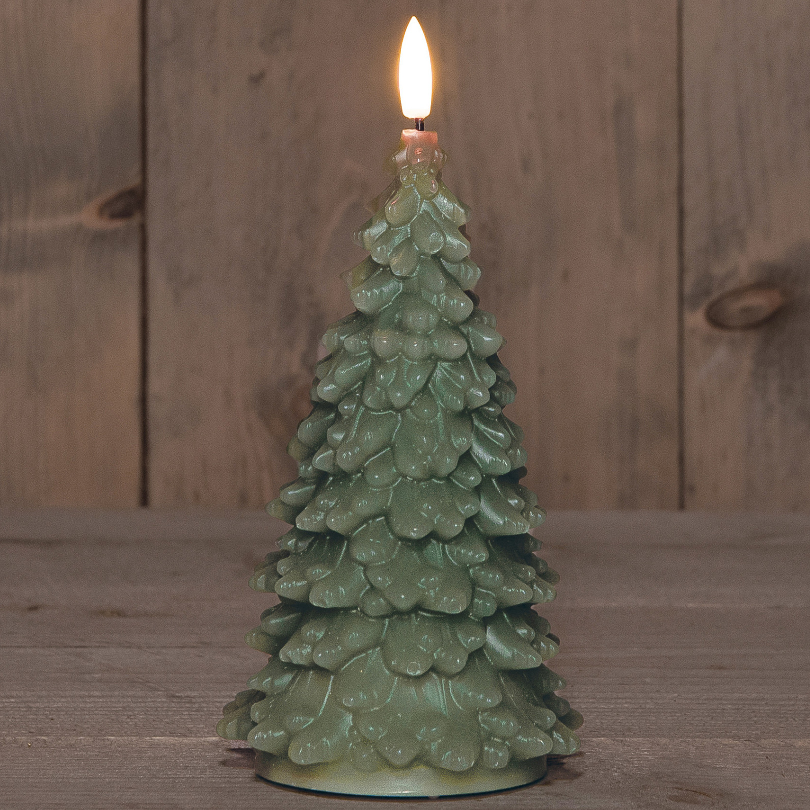 Anna's Collection LED kerstboom kaars - groen - 20 cm - kerstkaars - kerstdiner kaarsen -