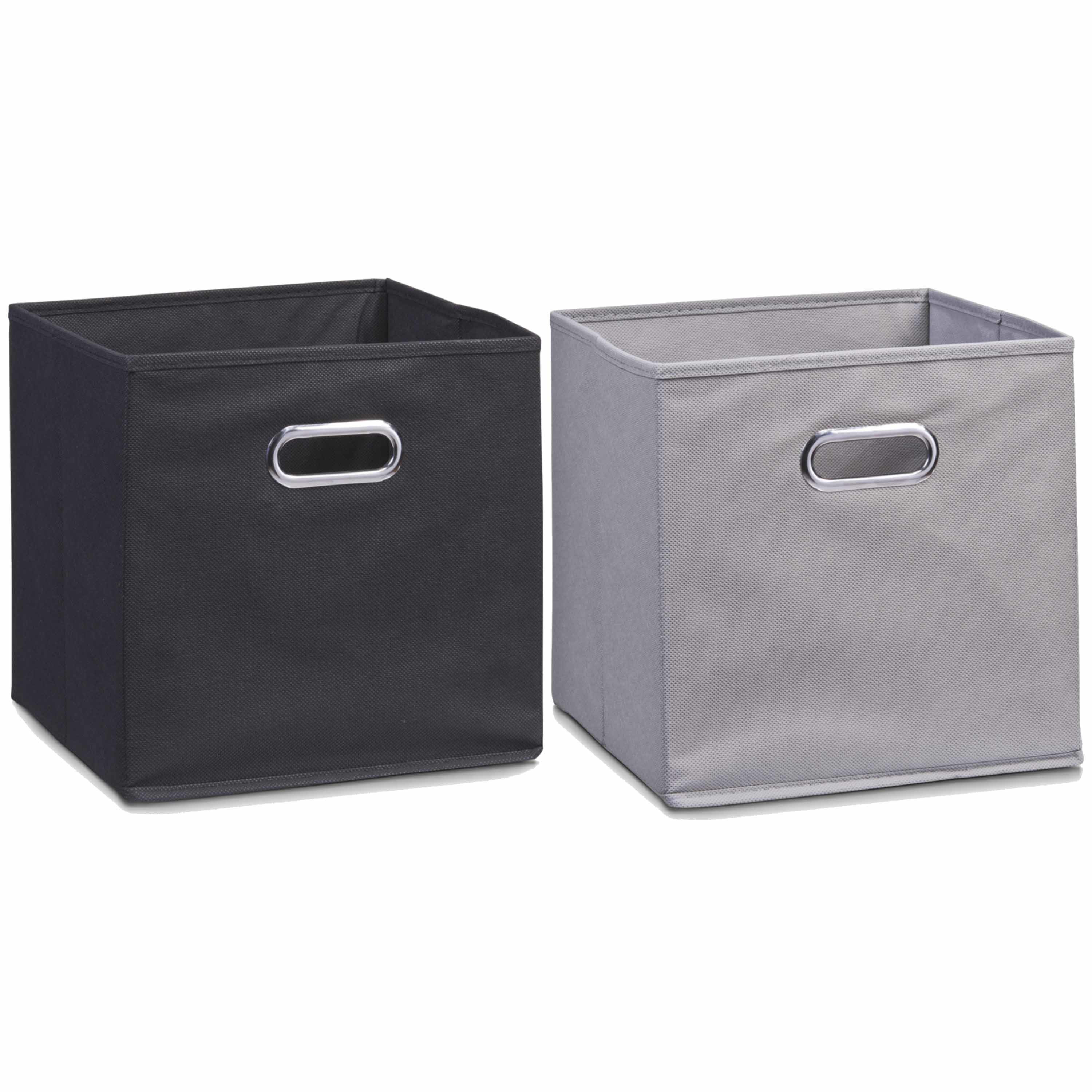 Zeller Set van 6x stuks opbergmanden/kastmanden 32 x 32 cm zwart en grijs -