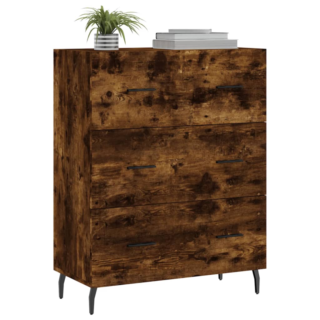 vidaXL Dressoir 69,5x34x90 cm bewerkt hout gerookt eikenkleurig