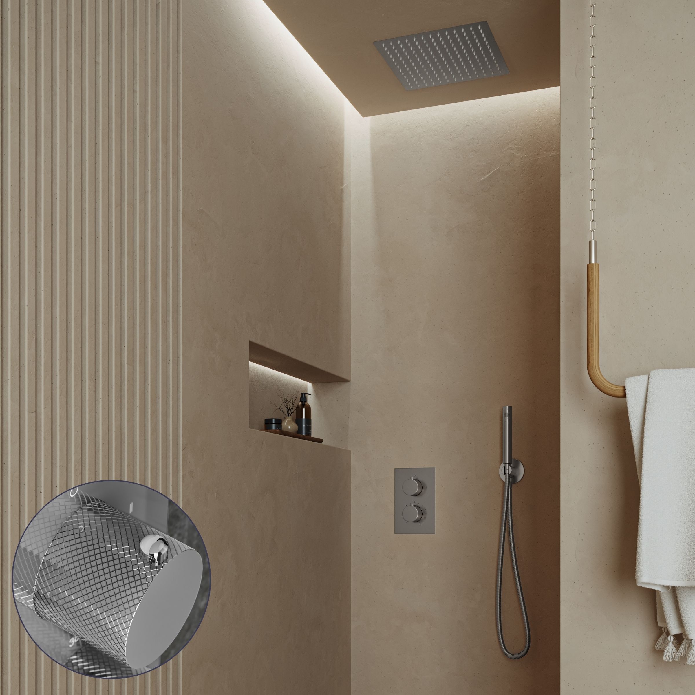 Saniclear Cube Curved inbouw regendouche met inbouw douchekop 30x30cm chroom