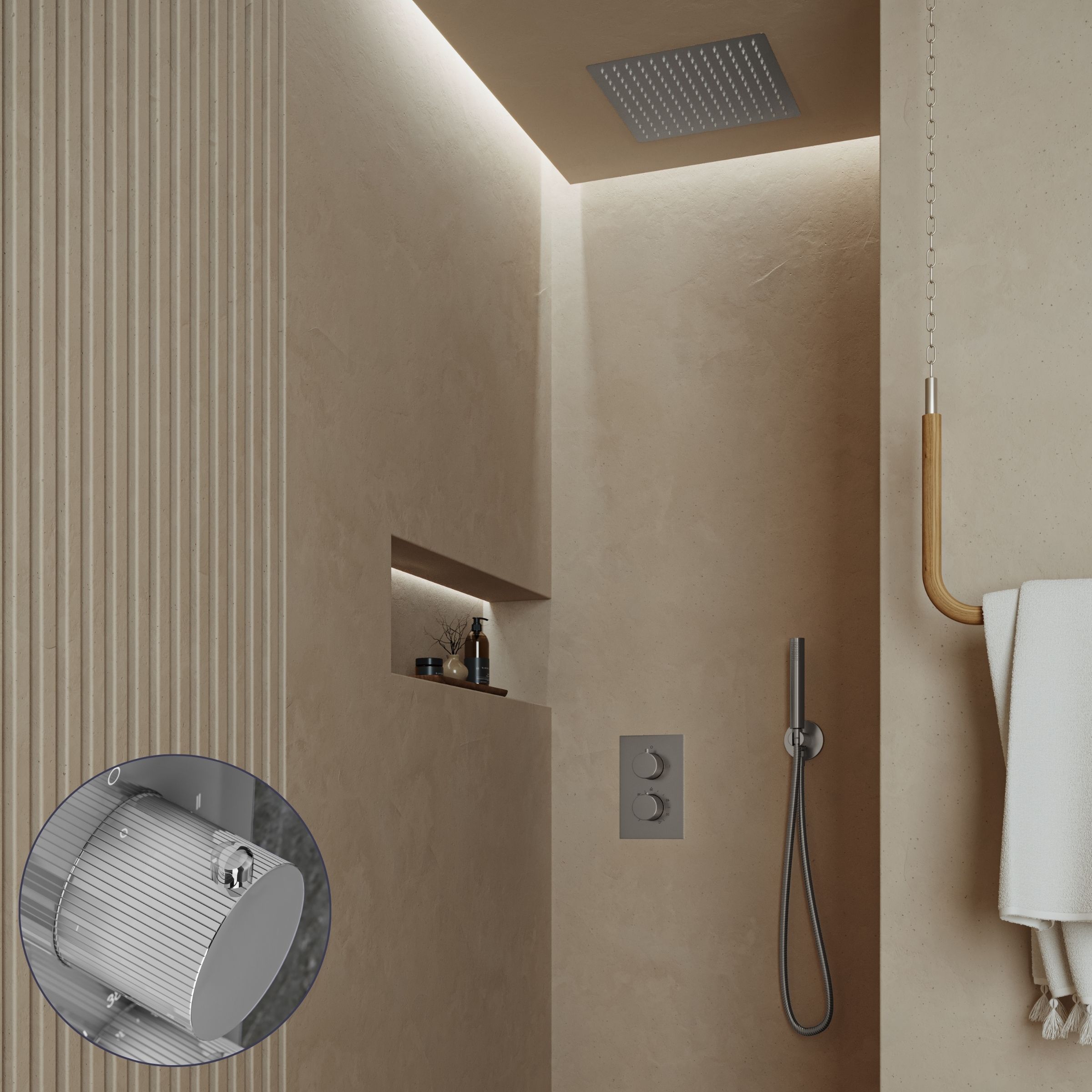 Saniclear Cube Stripes inbouw regendouche met inbouw douchekop 30x30cm chroom