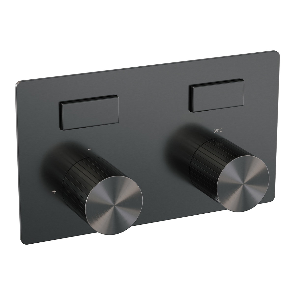 Brauer Stripe 2-weg inbouwthermostaat met drukknoppen gunmetal geborsteld PVD