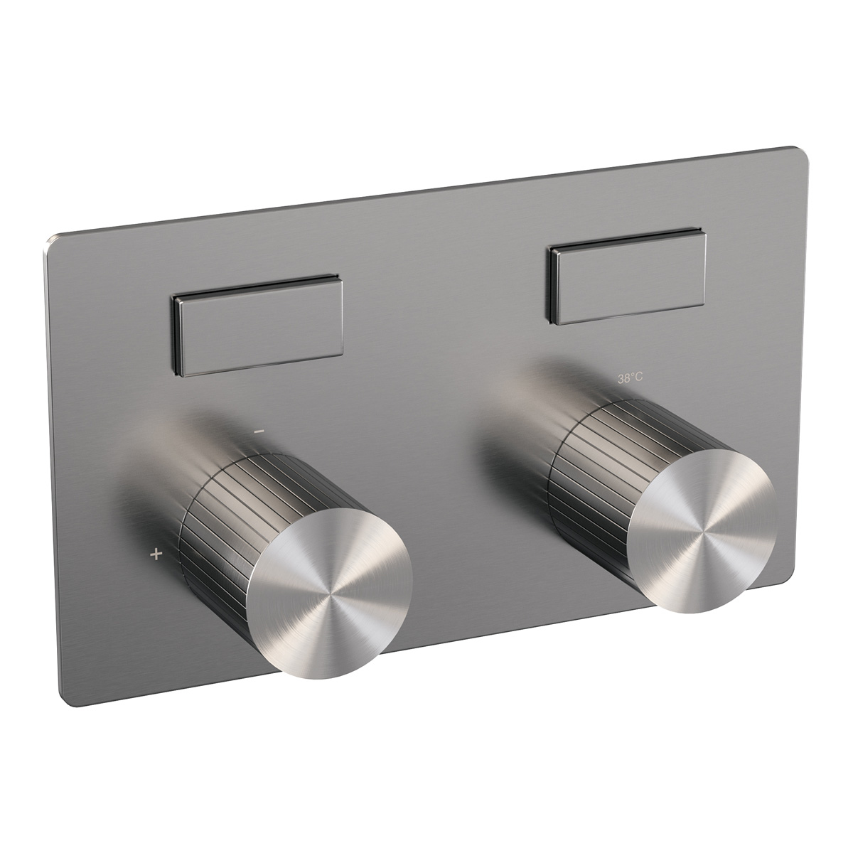 Brauer Stripe 2-weg inbouwthermostaat met drukknoppen RVS geborsteld PVD