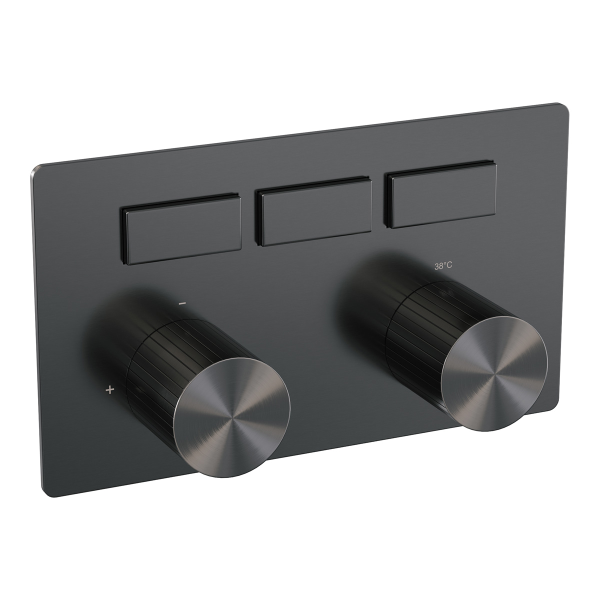 Brauer Stripe 3-weg inbouwthermostaat met drukknoppen gunmetal geborsteld PVD