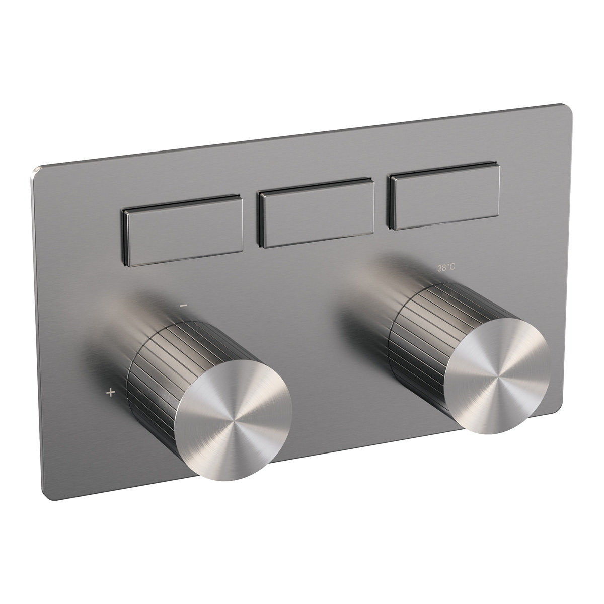 Brauer Stripe 3-weg inbouwthermostaat met drukknoppen RVS geborsteld PVD