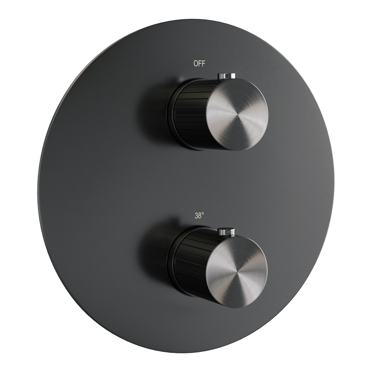 Brauer Stripe 3-weg inbouwthermostaat rond gunmetal geborsteld PVD