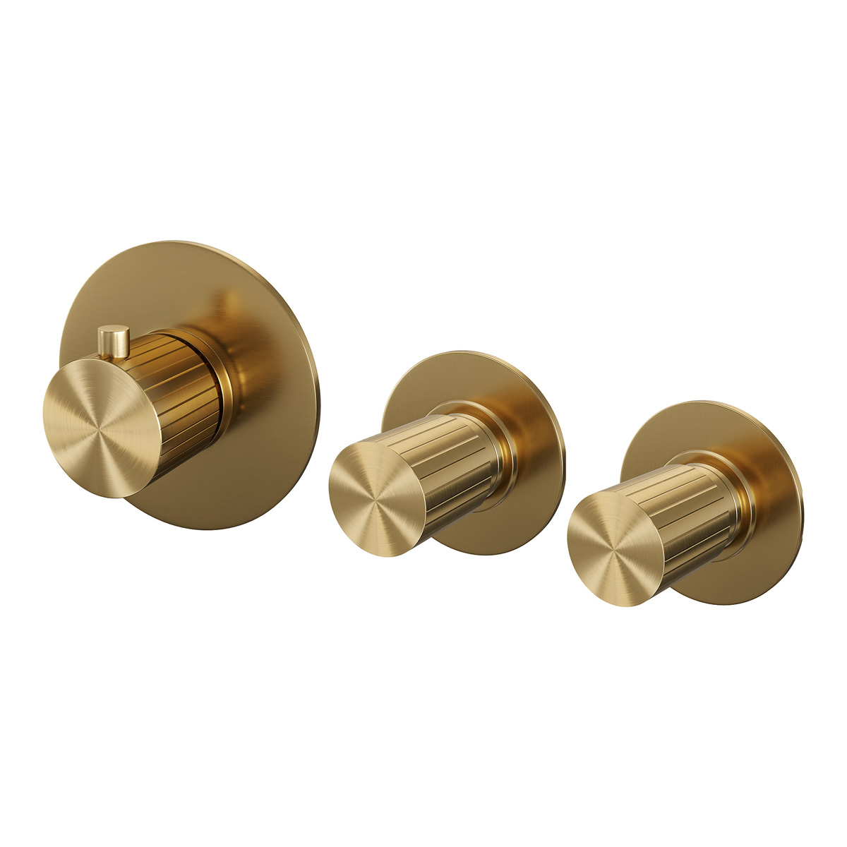 Brauer Stripe inbouwthermostaat met 2 stopkranen messing geborsteld PVD