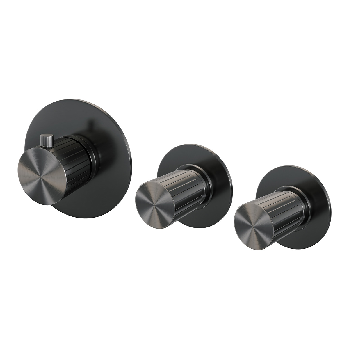Brauer Stripe inbouwthermostaat met 2 stopkranen gunmetal geborsteld PVD