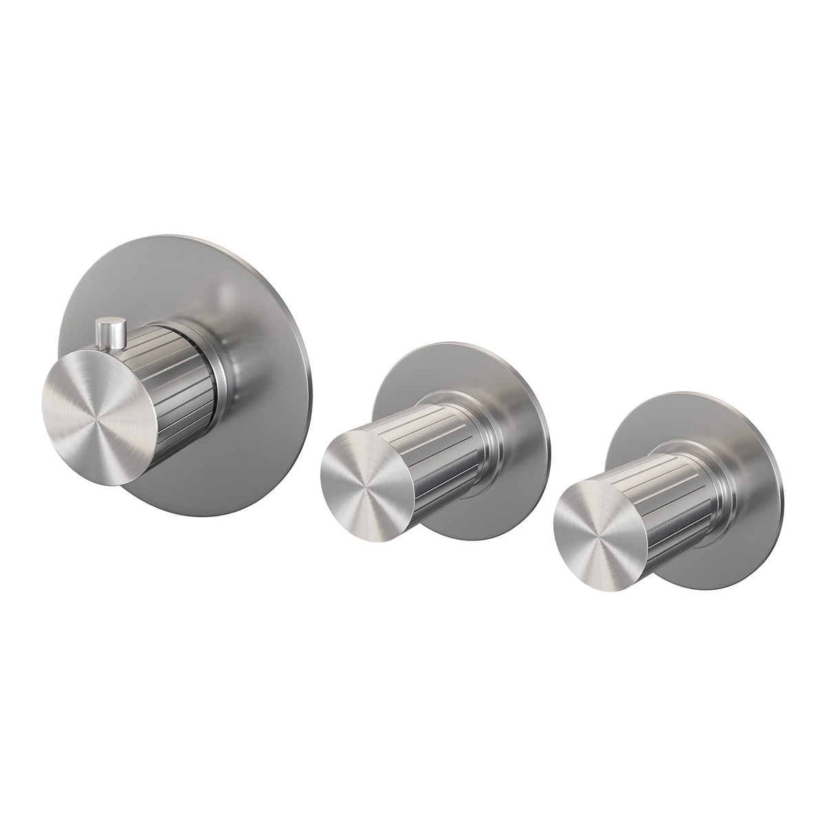 Brauer Stripe inbouwthermostaat met 2 stopkranen RVS geborsteld PVD