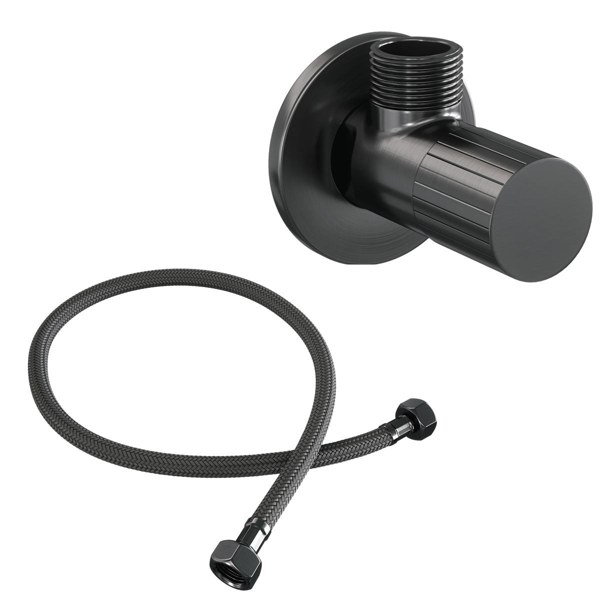 Brauer Stripe hoekstopkraan compleet met slang gunmetal geborsteld PVD