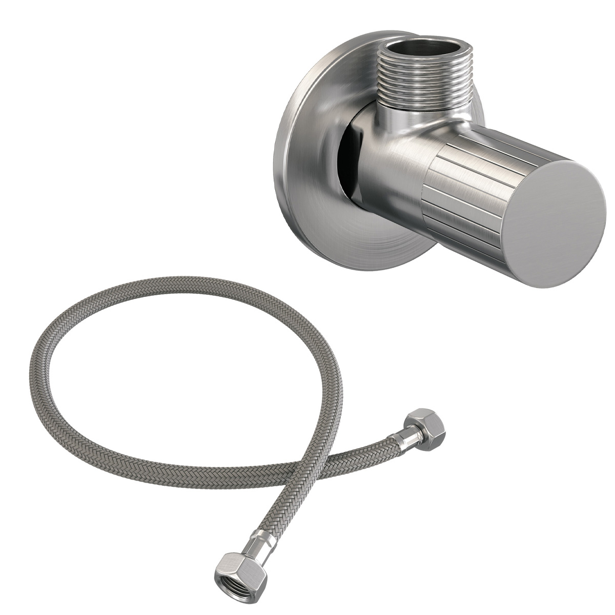 Brauer Stripe hoekstopkraan compleet met slang RVS geborsteld PVD