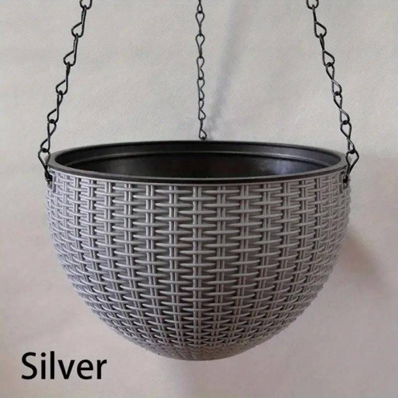 WIKHOSTAR Veelzijdige ronde hars hangende bloem hangende potten mand buiten hangende pot houder tuin balkon plantenbak emmer huisdecoratie